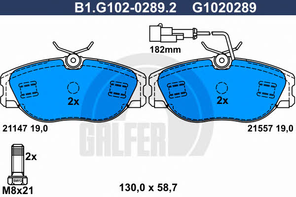 Galfer B1.G102-0289.2 Brake Pad Set, disc brake B1G10202892