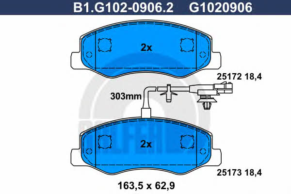 Galfer B1.G102-0906.2 Brake Pad Set, disc brake B1G10209062