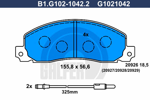 Galfer B1.G102-1042.2 Brake Pad Set, disc brake B1G10210422