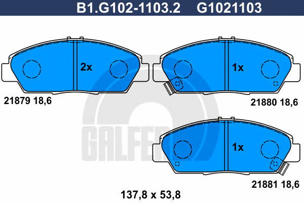 Galfer B1.G102-1103.2 Brake Pad Set, disc brake B1G10211032