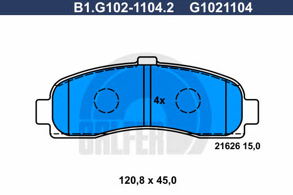 Galfer B1.G102-1104.2 Brake Pad Set, disc brake B1G10211042