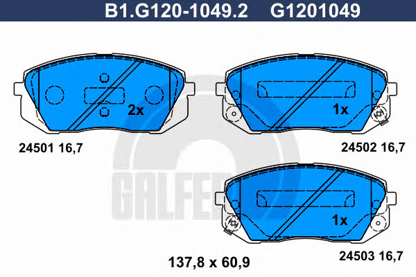 Galfer B1.G120-1049.2 Brake Pad Set, disc brake B1G12010492