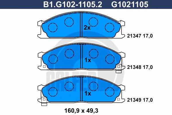 Galfer B1.G102-1105.2 Brake Pad Set, disc brake B1G10211052