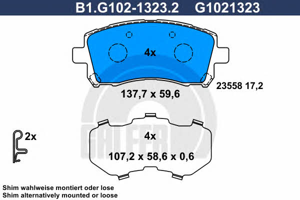 Galfer B1.G102-1323.2 Brake Pad Set, disc brake B1G10213232