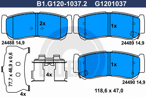 Galfer B1.G120-1037.2 Brake Pad Set, disc brake B1G12010372
