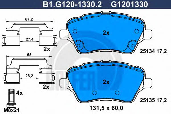 Galfer B1.G120-1330.2 Brake Pad Set, disc brake B1G12013302
