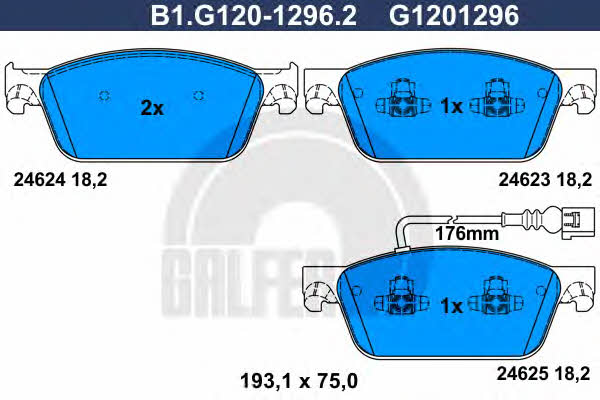 Galfer B1.G120-1296.2 Brake Pad Set, disc brake B1G12012962