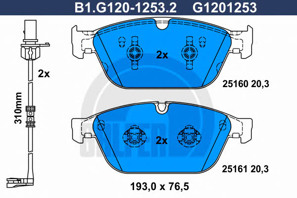 Galfer B1.G120-1253.2 Brake Pad Set, disc brake B1G12012532