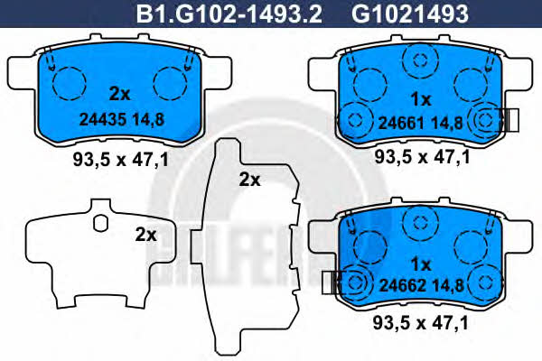 Galfer B1.G102-1493.2 Brake Pad Set, disc brake B1G10214932