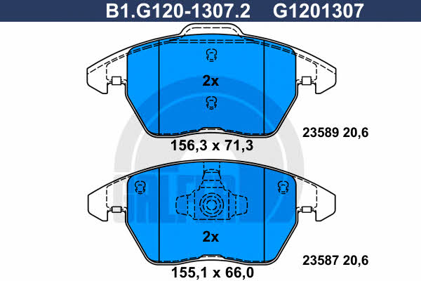 Galfer B1.G120-1307.2 Brake Pad Set, disc brake B1G12013072