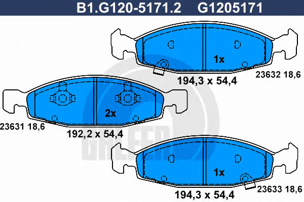 Galfer B1.G120-5171.2 Brake Pad Set, disc brake B1G12051712