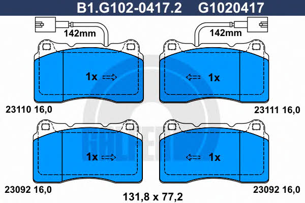 Galfer B1.G102-0417.2 Brake Pad Set, disc brake B1G10204172