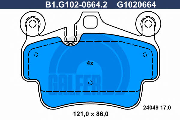 Galfer B1.G102-0664.2 Brake Pad Set, disc brake B1G10206642