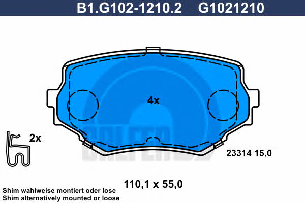 Galfer B1.G102-1210.2 Brake Pad Set, disc brake B1G10212102