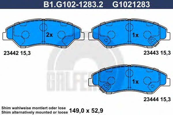 Galfer B1.G102-1283.2 Brake Pad Set, disc brake B1G10212832