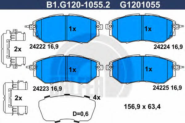 Galfer B1.G120-1055.2 Brake Pad Set, disc brake B1G12010552