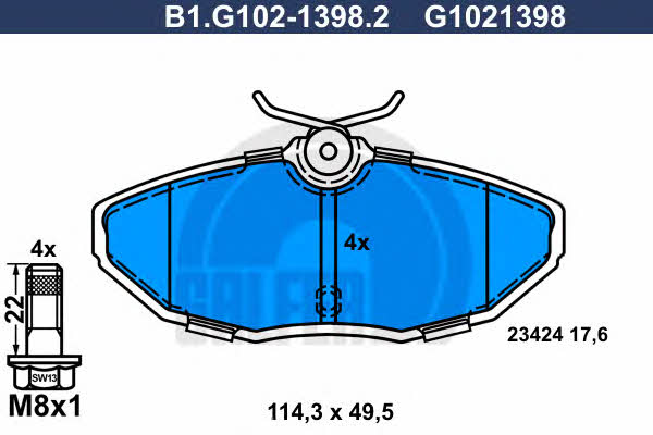 Galfer B1.G102-1398.2 Brake Pad Set, disc brake B1G10213982