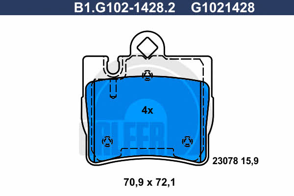 Galfer B1.G102-1428.2 Brake Pad Set, disc brake B1G10214282