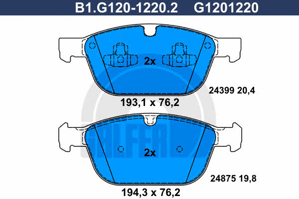 Galfer B1.G120-1220.2 Brake Pad Set, disc brake B1G12012202