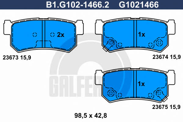Galfer B1.G102-1466.2 Brake Pad Set, disc brake B1G10214662