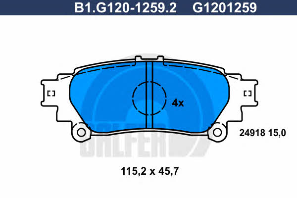 Galfer B1.G120-1259.2 Brake Pad Set, disc brake B1G12012592