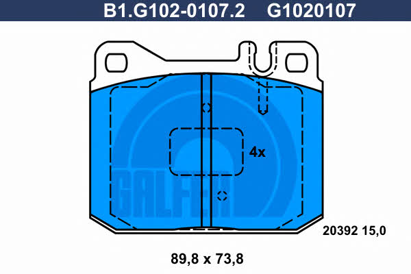 Galfer B1.G102-0107.2 Brake Pad Set, disc brake B1G10201072