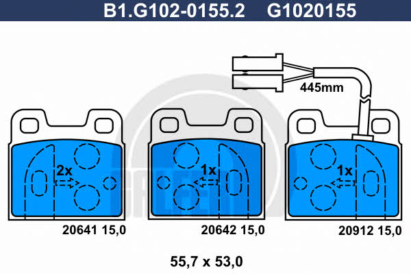 Galfer B1.G102-0155.2 Brake Pad Set, disc brake B1G10201552