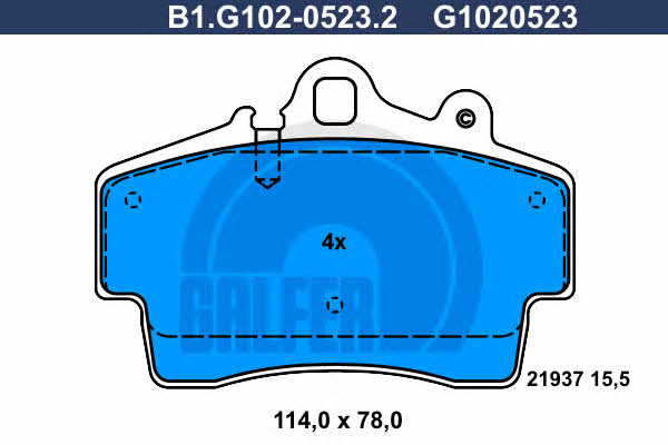 Galfer B1.G102-0523.2 Brake Pad Set, disc brake B1G10205232