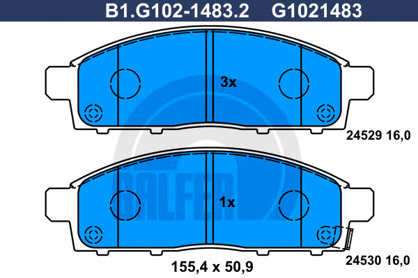 Galfer B1.G102-1483.2 Brake Pad Set, disc brake B1G10214832