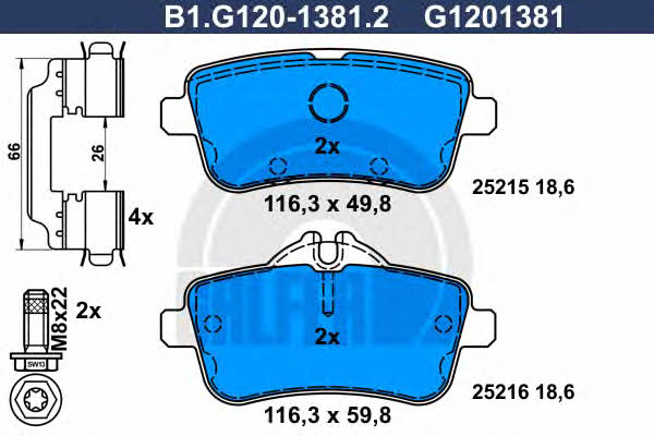 Galfer B1.G120-1381.2 Brake Pad Set, disc brake B1G12013812