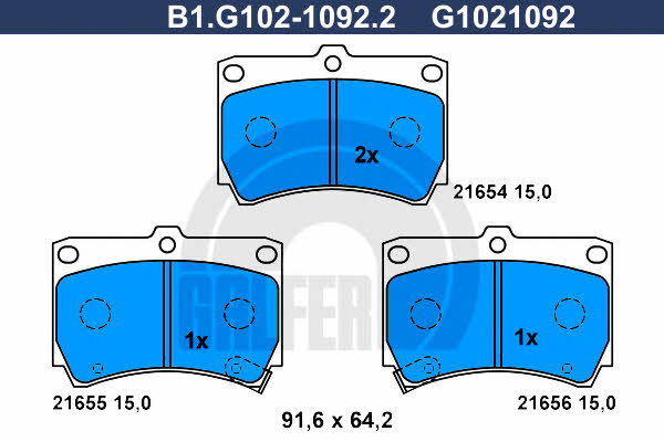 Galfer B1.G102-1092.2 Brake Pad Set, disc brake B1G10210922