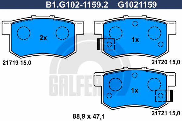 Galfer B1.G102-1159.2 Brake Pad Set, disc brake B1G10211592