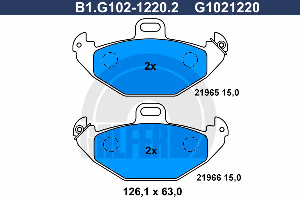 Galfer B1.G102-1220.2 Brake Pad Set, disc brake B1G10212202