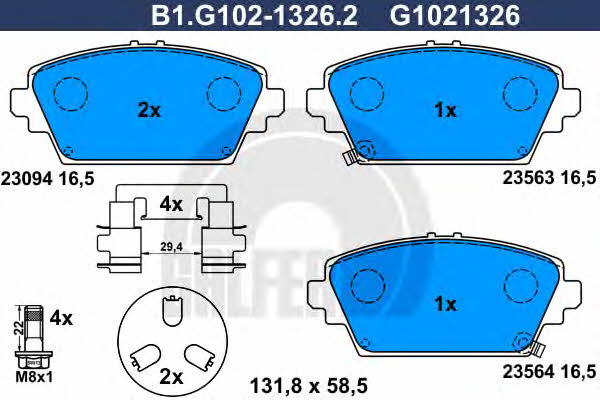Galfer B1.G102-1326.2 Brake Pad Set, disc brake B1G10213262