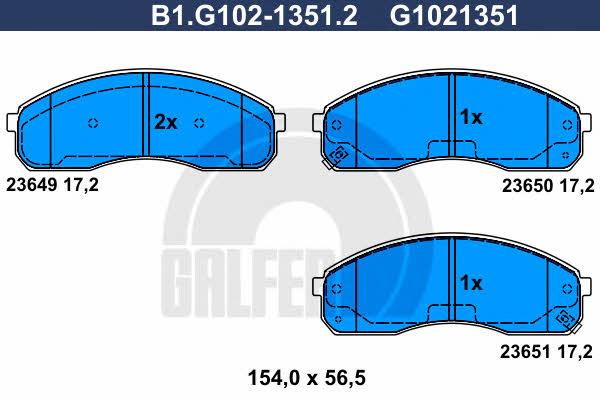 Galfer B1.G102-1351.2 Brake Pad Set, disc brake B1G10213512