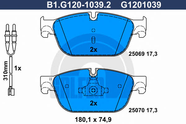 Galfer B1.G120-1039.2 Brake Pad Set, disc brake B1G12010392