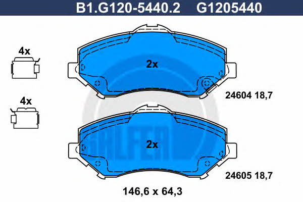 Galfer B1.G120-5440.2 Brake Pad Set, disc brake B1G12054402