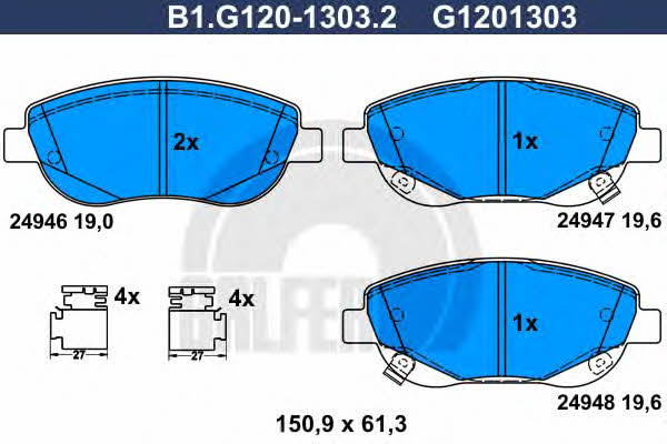 Galfer B1.G120-1303.2 Brake Pad Set, disc brake B1G12013032