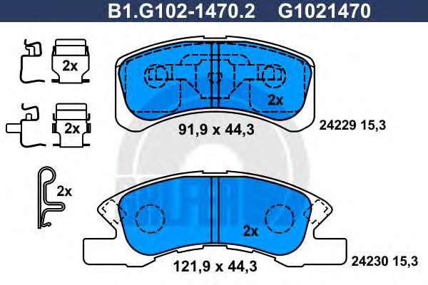 Galfer B1.G102-1470.2 Brake Pad Set, disc brake B1G10214702