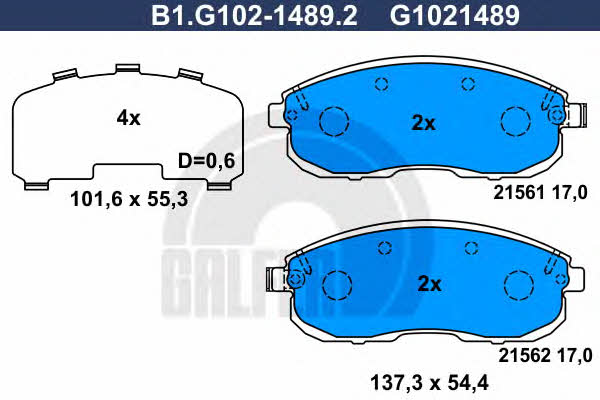 Galfer B1.G102-1489.2 Brake Pad Set, disc brake B1G10214892
