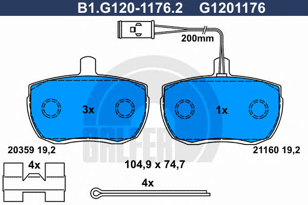Galfer B1.G120-1176.2 Brake Pad Set, disc brake B1G12011762