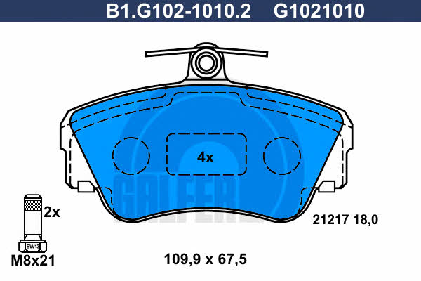 Galfer B1.G102-1010.2 Brake Pad Set, disc brake B1G10210102