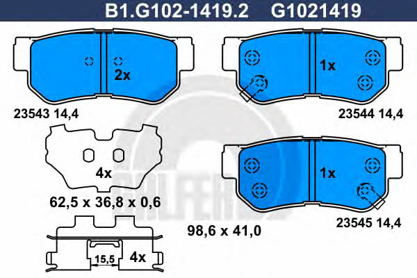Galfer B1.G102-1419.2 Brake Pad Set, disc brake B1G10214192
