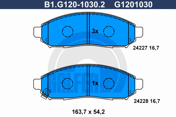 Galfer B1.G120-1030.2 Brake Pad Set, disc brake B1G12010302