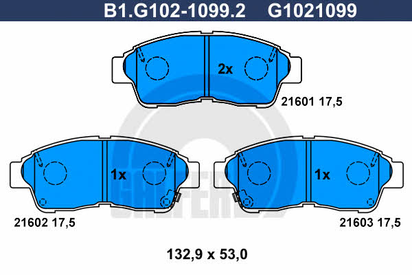 Galfer B1.G102-1099.2 Brake Pad Set, disc brake B1G10210992