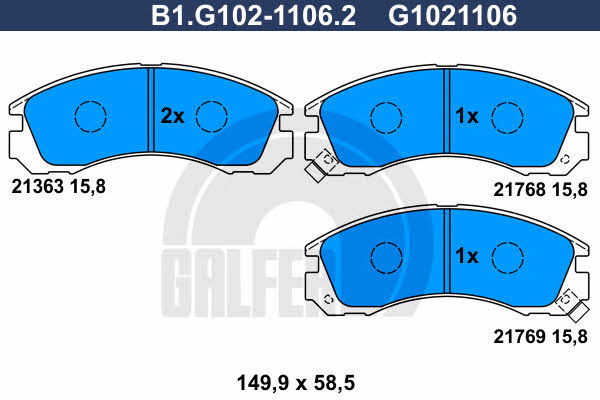 Galfer B1.G102-1106.2 Brake Pad Set, disc brake B1G10211062