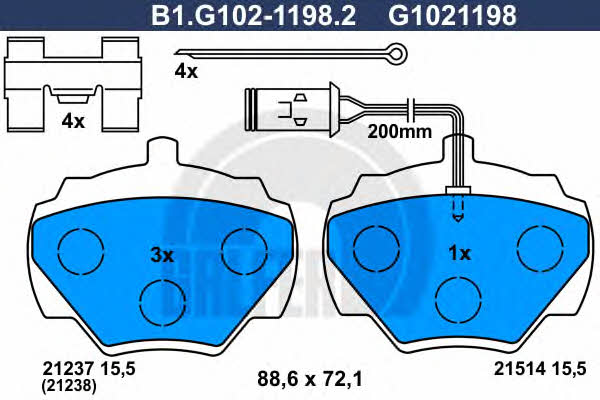 Galfer B1.G102-1198.2 Brake Pad Set, disc brake B1G10211982