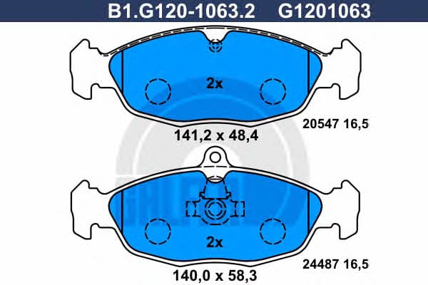 Galfer B1.G120-1063.2 Brake Pad Set, disc brake B1G12010632