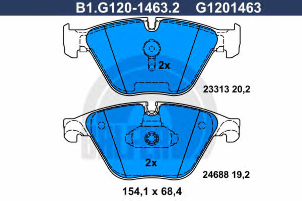 Galfer B1.G120-1463.2 Brake Pad Set, disc brake B1G12014632