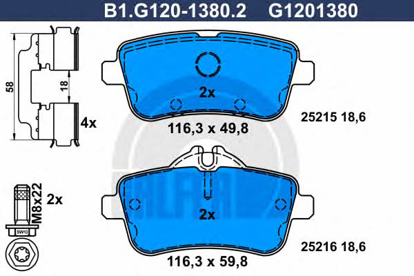 Galfer B1.G120-1380.2 Brake Pad Set, disc brake B1G12013802